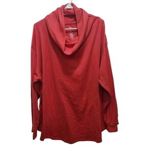 St John's Bay Long Sleeve Cowl Neck  Tunic Sweatshirt Plus Size 3X Pink Rose Red